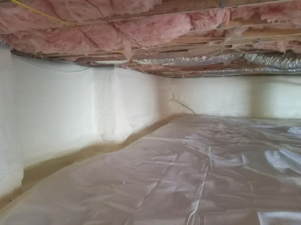 Crawl space encapsulation with closed-cell spray foam for Roof Waterproofing in Milton